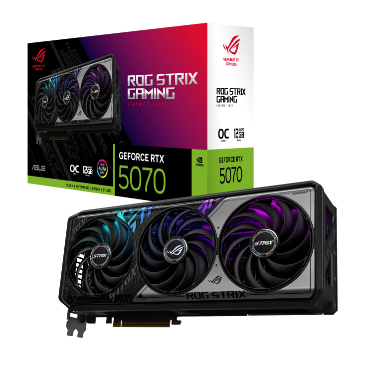 Видеокарта ASUS RTX 5070 ROG STRIX OC 12Gb GDDR7 192bit 3xDP 2xHDMI 3FAN RTL ROG-STRIX-RTX 5070-O12G-GAMING