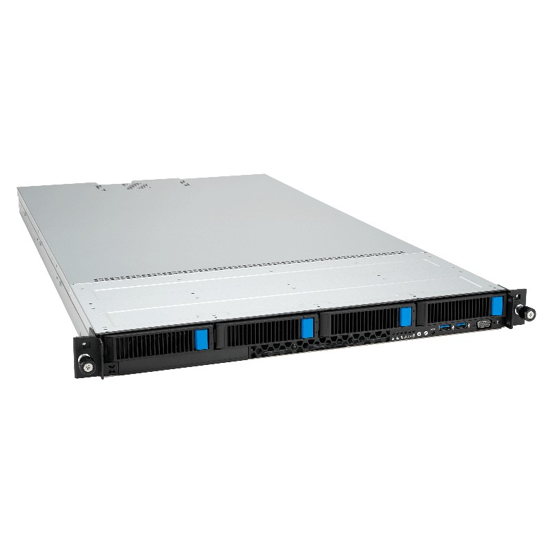 Серверная платформа/ ASUS RS501A-E12-RS4, 1U, 1x  SP5 (LGA 6096) 400W, 24x DIMM DDR5 6400/4800, 4x 3.5'' SATA/SAS, 2x M.2 SATA/NVME x4 22110, 3x PCIe x16+ 1x OCP3.0 x16, 1x 2-port 1GbE Intel I350 LAN, up to 2 single-slot GPU cards, 1+1 1600W