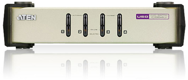 4-х порт. переключатель, электрон., KVM,  1 user PS2/USB+VGA =>  4 cpu PS2/USB+VGA, со шнурами PS2/USB 2х1.2+2х1.8м., 2048x1536, настол., без OSD, некаскад./ CUBIQ 4 PORT USB & PS/2 KVM SWITCH