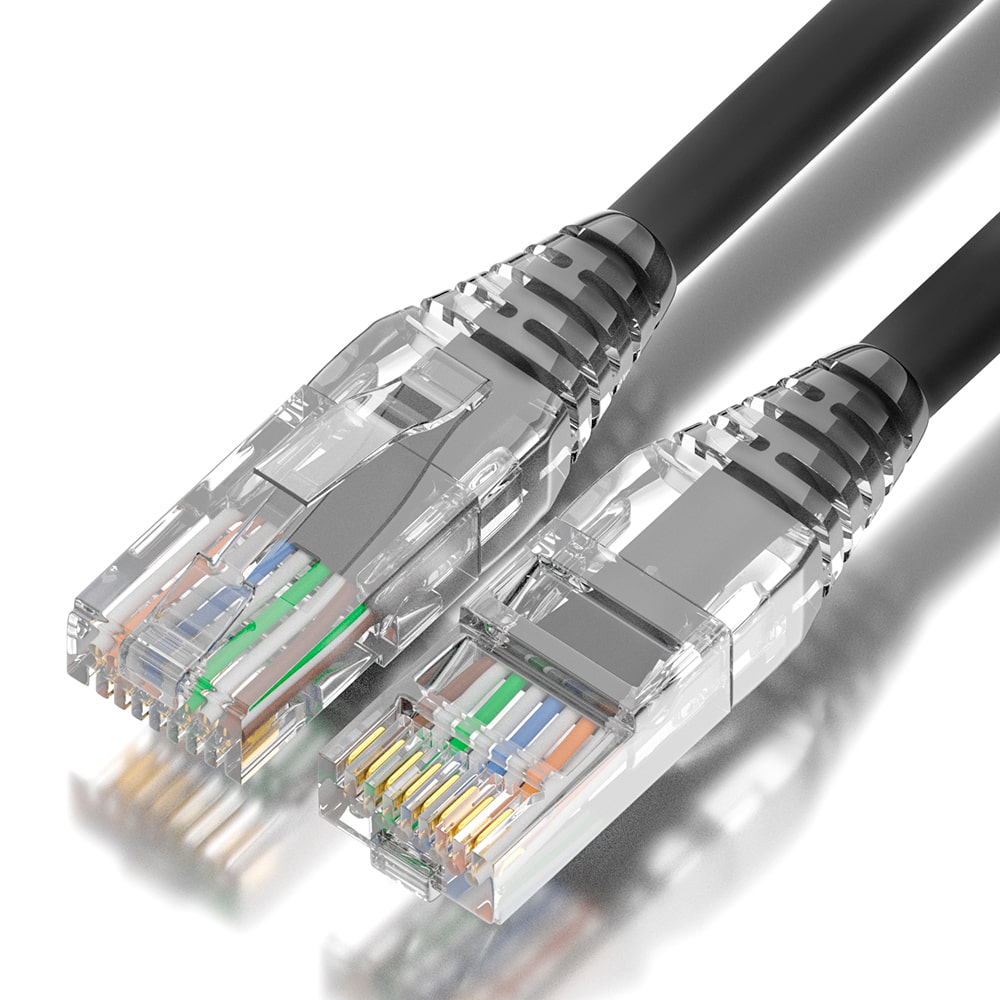GCR Патч-корд 0.15m  LSZH UTP кат.5e, черный, коннектор ABS, 24 AWG, ethernet high speed 1 Гбит/с, RJ45, T568B