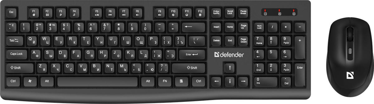 Комплект клавиатура+мышь беспроводной DEFENDER Seoul (Сеул) C-972 черный (USB, 1600dpi) (45972)