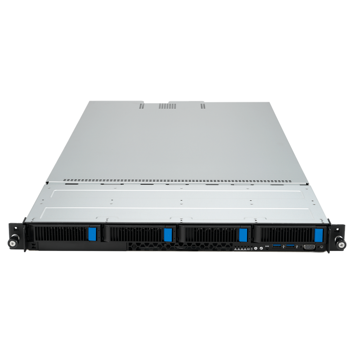 Серверная платформа/ ASUS RS501A-E12-RS4, 1U, 1x  SP5 (LGA 6096) 400W, 24x DIMM DDR5 6400/4800, 4x 3.5'' SATA/SAS, 2x M.2 SATA/NVME x4 22110, 3x PCIe x16+ 1x OCP3.0 x16, 1x 2-port 1GbE Intel I350 LAN, up to 2 single-slot GPU cards, 1+1 1600W
