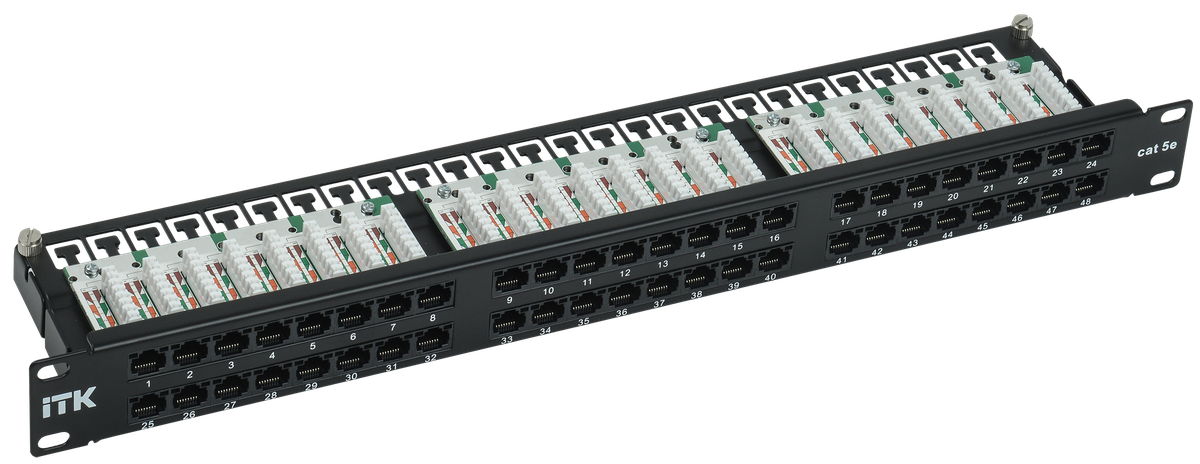 Патч-панель ITK - PP48, 48-ports, кат. 5e, UTP, RJ-45, IDC Dual, 1U, PP48-1UC5EU-D05H