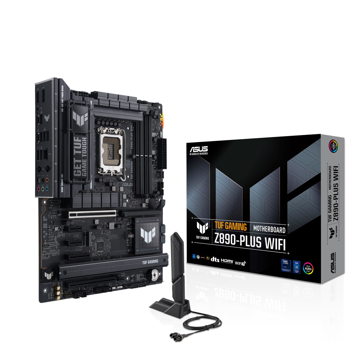 Материнская плата ASUS TUF GAMING Z890-PLUS WIFI, LGA 1851, Intel Z890, 4xDDR5, 4xSATA, 4xM.2, 1xPCIe 5.0 x16, 1xPCIe 4.0 x4, 1xDP, 1xHDMI, 1xUSB-C 3.2 Gen 2x2, 1xUSB-C Thunderbolt 4, 1x 2.5Gb LAN, 3xUSB-A 3.2 Gen 1, 3xUSB-A 3.2 Gen 2, 5x3.5 мм, 1xWi-Fi 7, ATX
