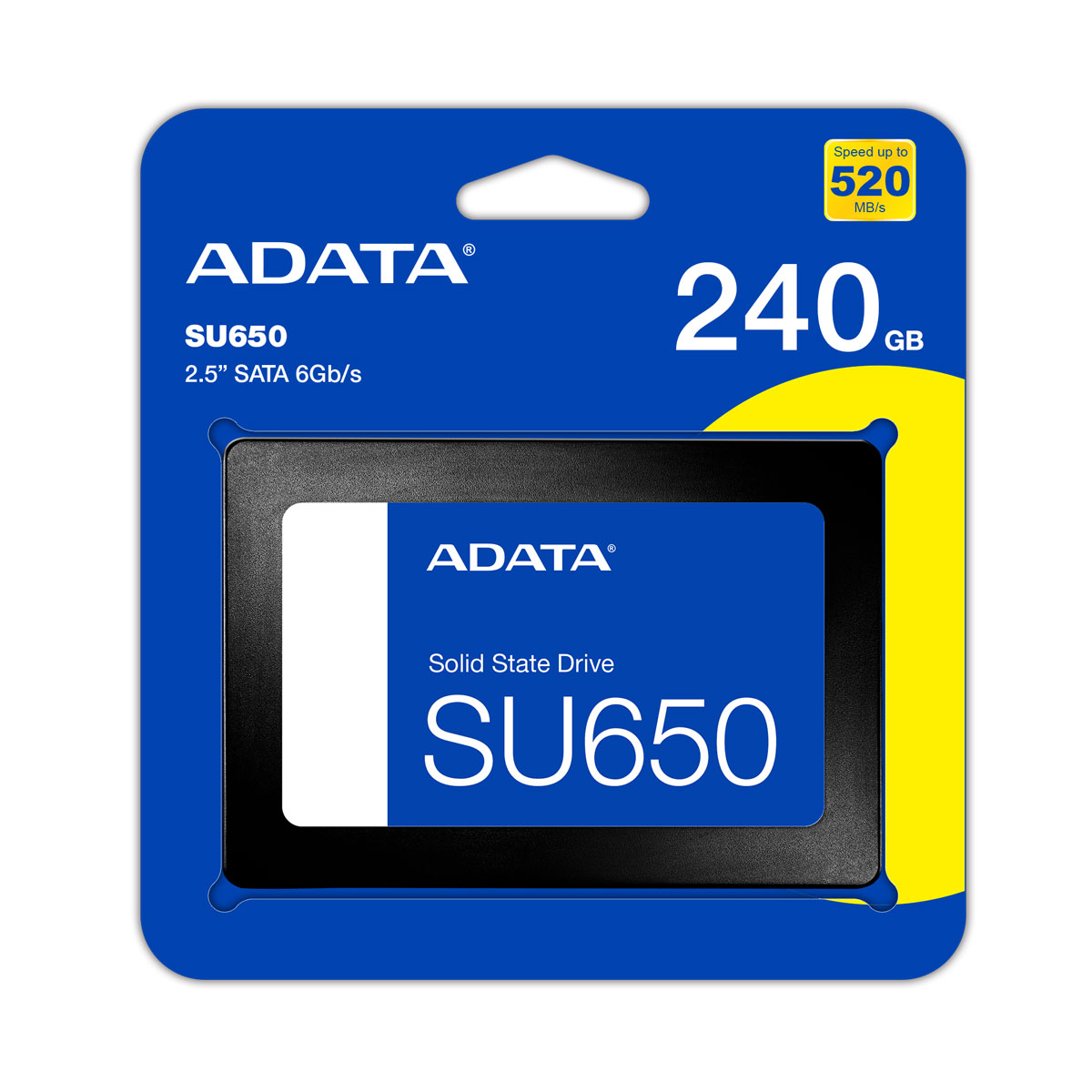 Твердотельный накопитель/ ADATA SSD Ultimate SU650, 240GB, 2.5" 7mm, SATA3, 3D TLC, R/W 520/450MB/s, IOPs 40 000/75 000, TBW 140, DWPD 0.5 (3 года)