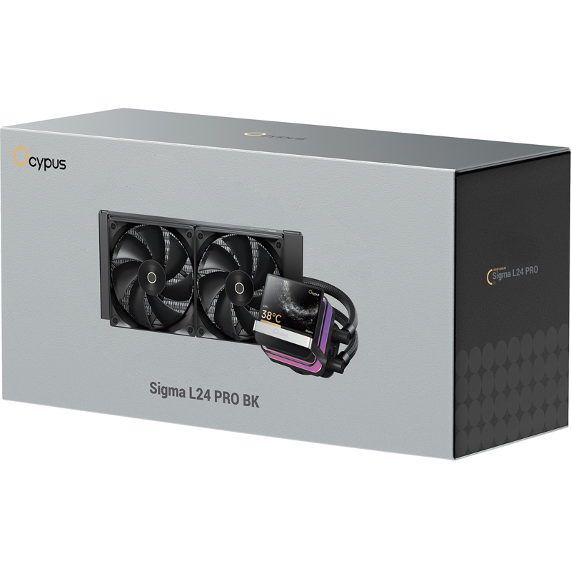 Система жидкостного охлаждения/ Water Cooling System Ocypus Sigma L24 PRO BK (290W, 240mm, LED, Black, ARGB/ Fans: 2x120mm, 90CFM, 2400RPM/ Pump height 97mm, 30dBA, 3100RPM, Rad thickness 27mm/ S: 1851, 1700, 1200, 115X, AM5, AM4)