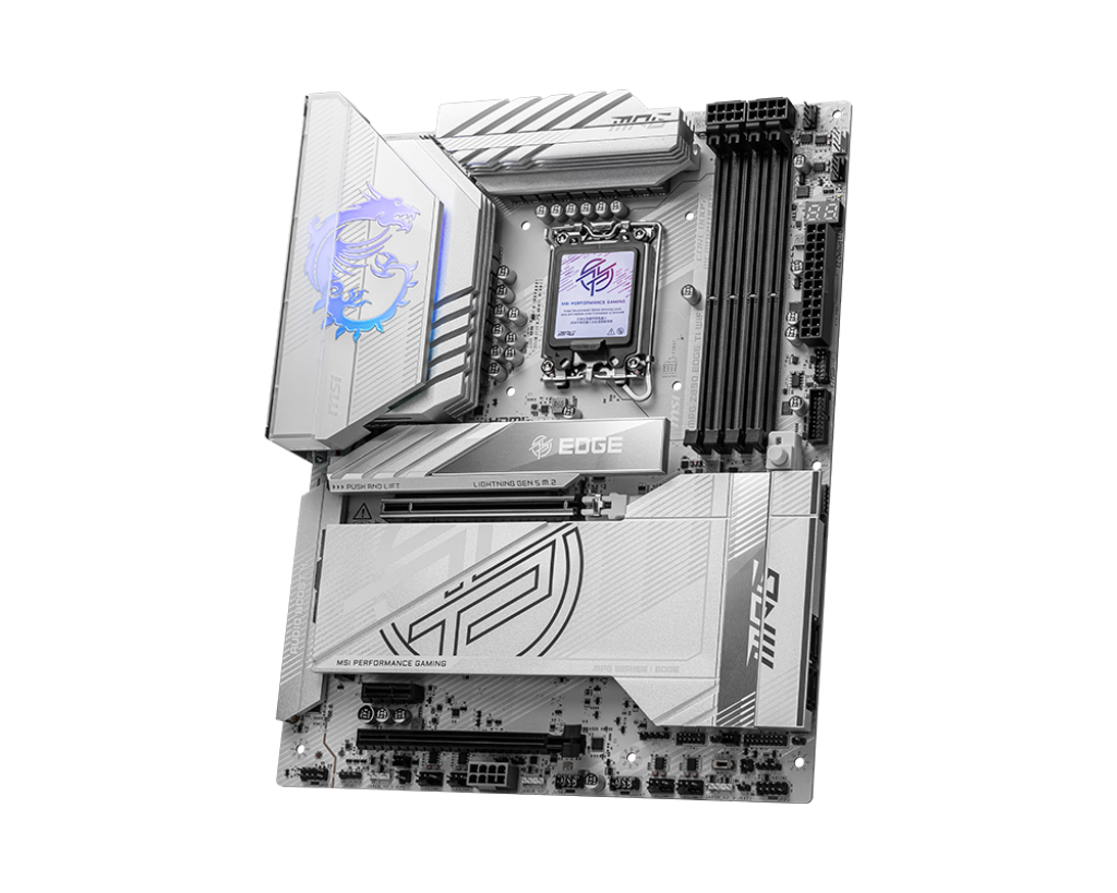 Материнская плата MSI MPG Z890 EDGE TI WIFI, LGA 1851, Intel Z890, 4xDDR5, 4xSATA, 5xM.2, 1xPCIe 5.0 x16, 1xPCIe 4.0 x4, 1xPCIe x1, 1xHDMI, 1x5Gb LAN, 1xUSB-A 2.0, 4xUSB-A 3.2 Gen 1, 4xUSB-A 3.2 Gen 2, 1xUSB-C 3.2 Gen 2, 2xUSB-C Tb4, 2x3.5 мм, 7.1, ATX