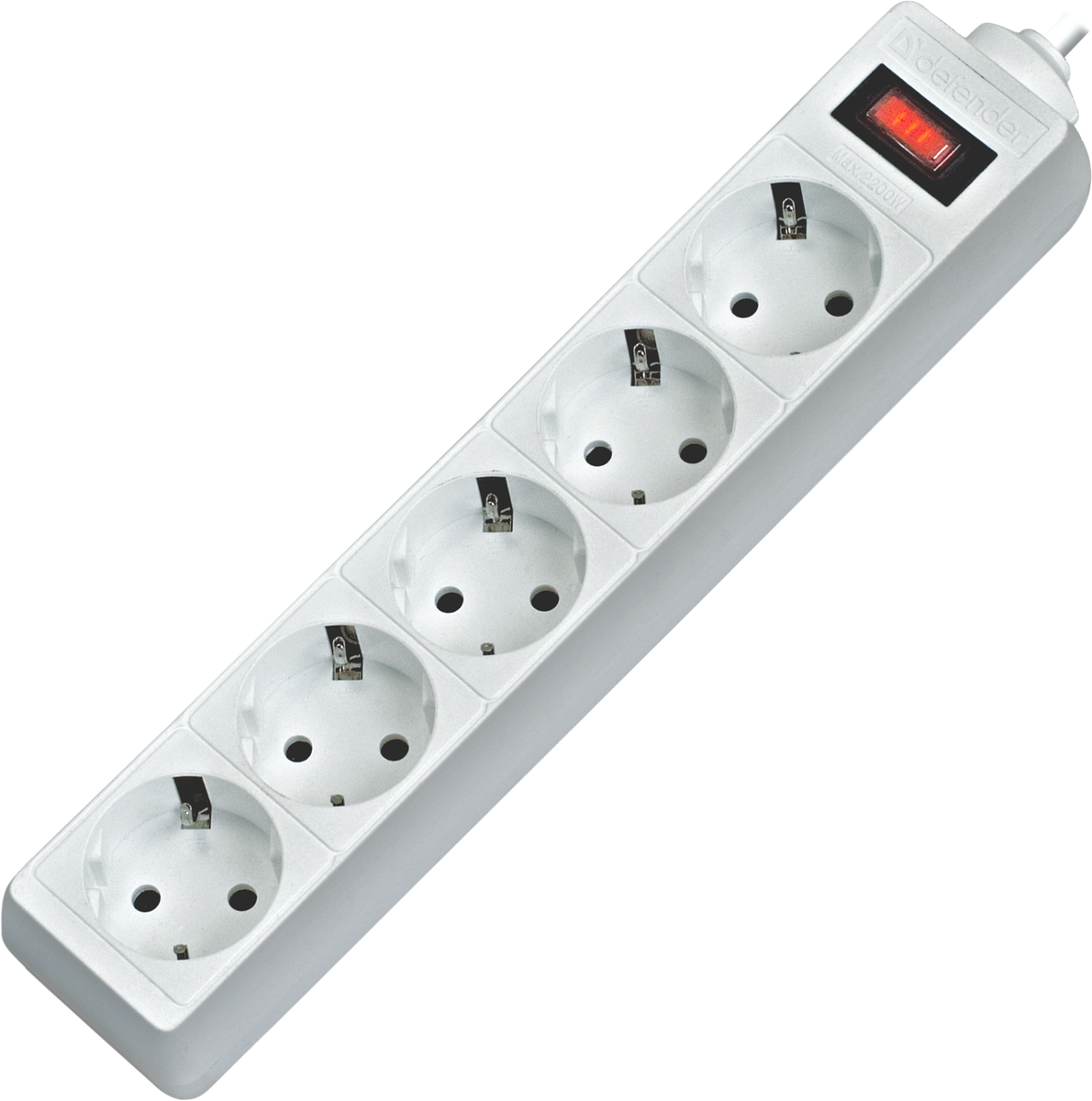 Сетевой фильтр Defender ES 1.8 1,8 м, белый, 5 розеток/ Surge Protector Defender ES 1.8 1,8m, white, 5 outlets