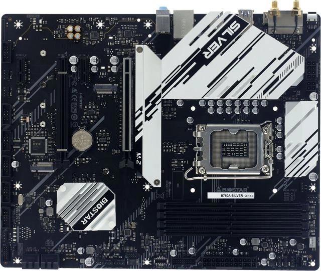 Материнская плата Biostar B760A-Silver  Soc-1700 Intel B760 4xDDR5 ATX AC`97 8ch(7.1) 2.5Gg RAID+VGA+HDMI+DP [B760A-SILVER]