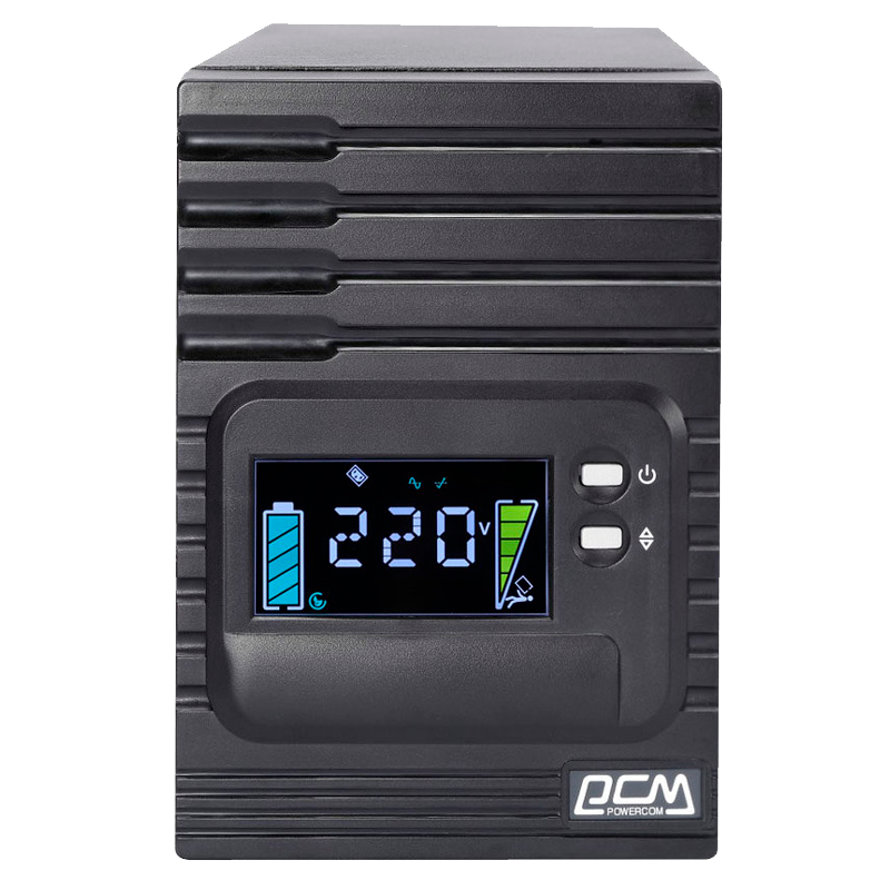 ИБП Powercom - Smart King Pro Plus 3000 ВА/2400 Вт, Line-Interactive, in (220V / 230V / 240V Сетевой шнур (Schuko)), 8xIEC-320 C13, 1xIEC-320 C19, LCD, Tower, цвет чёрный, SPT-3000-II LCD