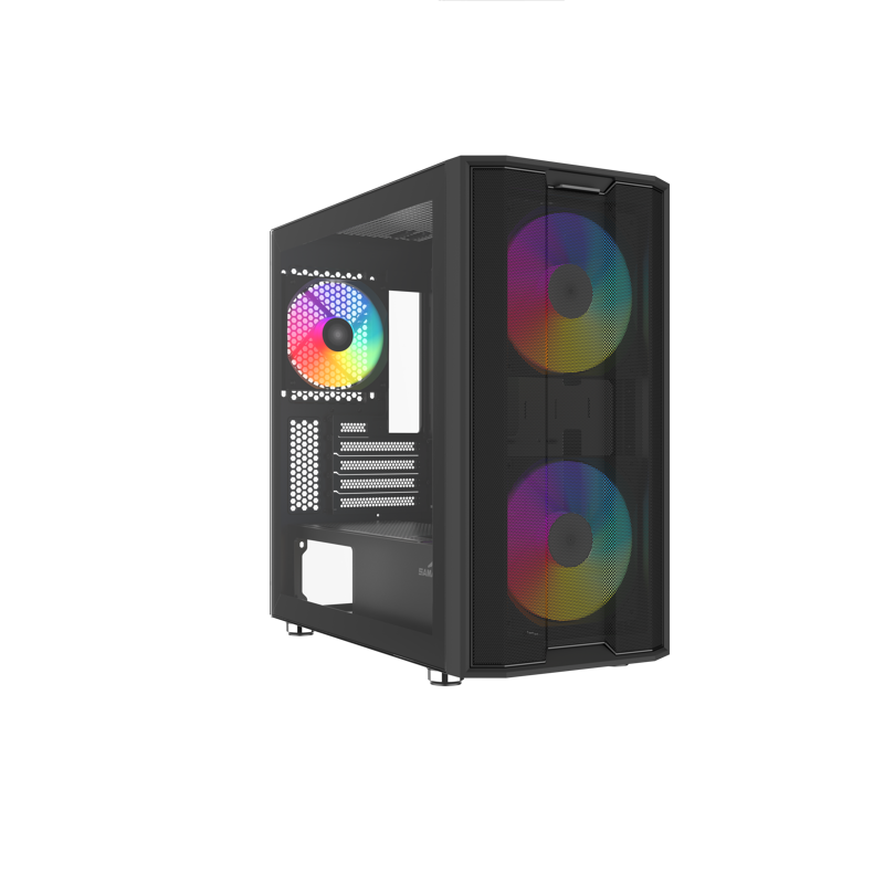 Корпус SAMA S30-BKMPA3X1-GL, Midi-Tower, mATX, TG, ARGB