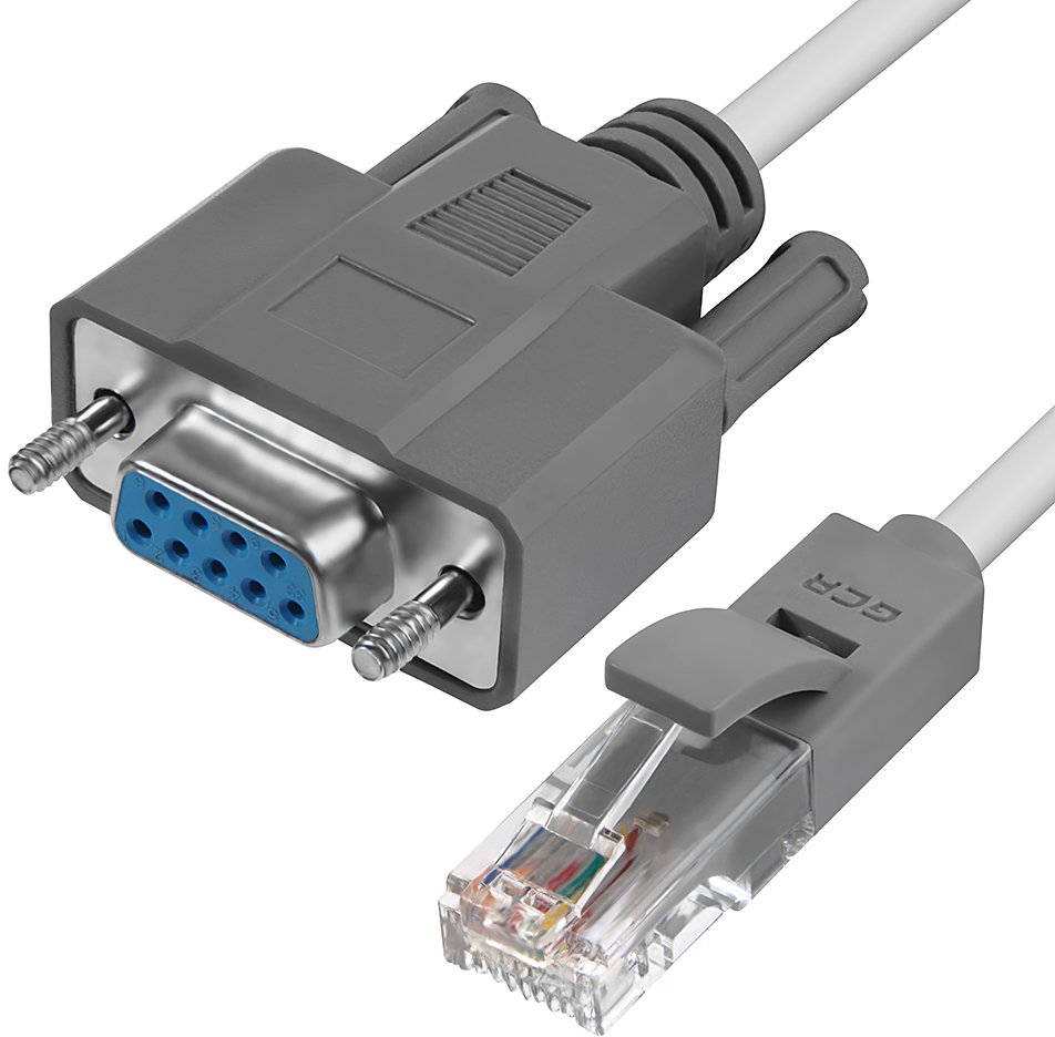 GCR PRO Адаптер-переходник 1.0m серый, RS-232 DB9 F/RJ45 8P8C, медь, 30 AWG