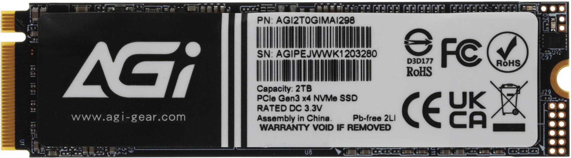 Твердотельный накопитель AGi PCIe 3.0 x4 2TB AGI2T0GIMAI298 AI298 M.2 2280 [AGI2T0GIMAI298]