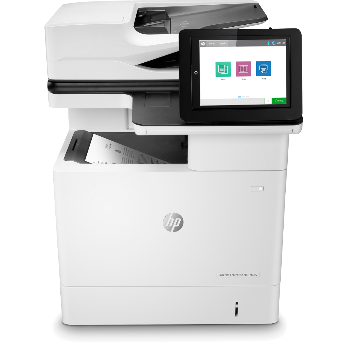 HP LaserJet M635h(Pr/Scan/Copier, A4, 1200dpi, 61ppm, 2Gb, HDD 500Gb, 2лотка(100+550л), ДАПД 150(69ppm(111), 23750стр/мес), Двухсторонняя печать, печать с USB носителей, ePrint, Сенсорный дисплей 20.3 см, USB/GLAN/HIP)(Замена J8J63A, J8J70A) ( 7PS97A )