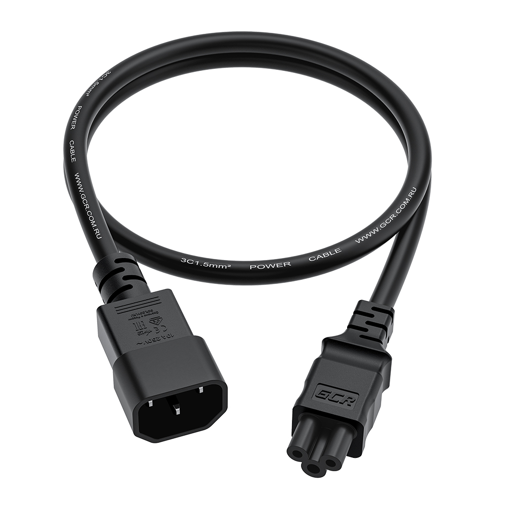 GCR PRO Кабель питания PROF 5.0m, С14 - С5, черный, 3*1,5mm, медь