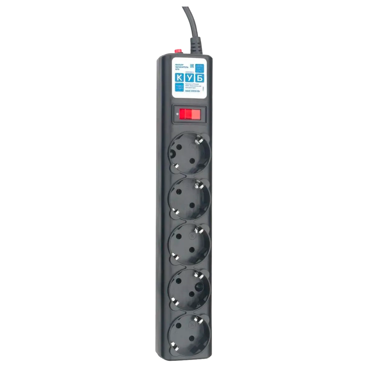 Фильтр-удлинитель Power Cube 3м д/подкл. к UPS(C14) 5 роз., 10А черный/граффит/ Surge protector Power Cube 3m for conn. to UPS(C14) 5 outlets, 10A black/graffite