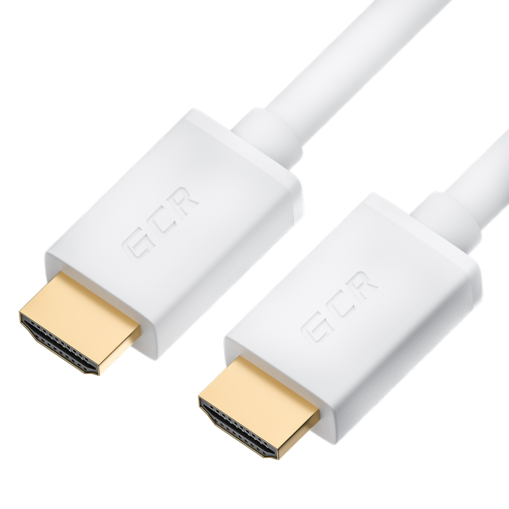 GCR Кабель PROF 0.5m HDMI 2.0, Ultra HD, 4K 60Hz / 5K*30Hz, HDR 4:4:4, 3D, AUDIO, 18.0 Гбит/с, медь, белый, 2 X экран, армирование