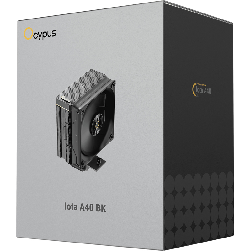 Кулер для процессора/ CPU Cooler Ocypus Iota A40 BK (220W, 4-pin PWM, LED temp., 156.7mm, Al/Cu, 4x6mm, 1x120mm, 77CFM, 29dBA, 2000RPM, S: 1851/1700/1200/115X, AM5/AM4, black)
