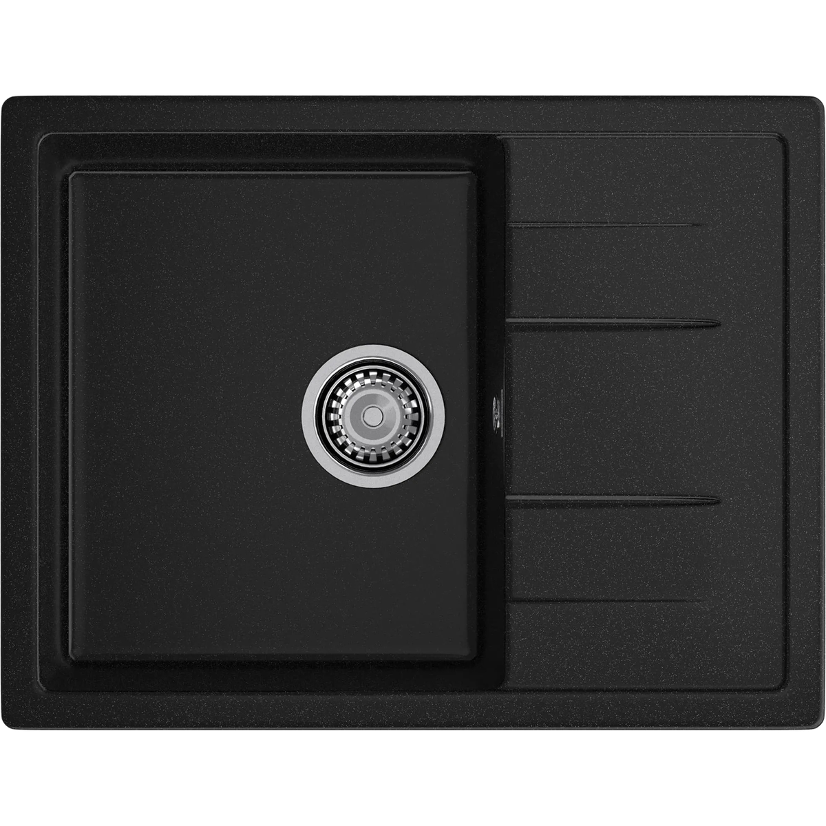 GRANFEST QUADRO Q-650L черный 1-чаша+крыло 650*500 мм, монтаж: врезной, материал: мрамор, цвет: черный
