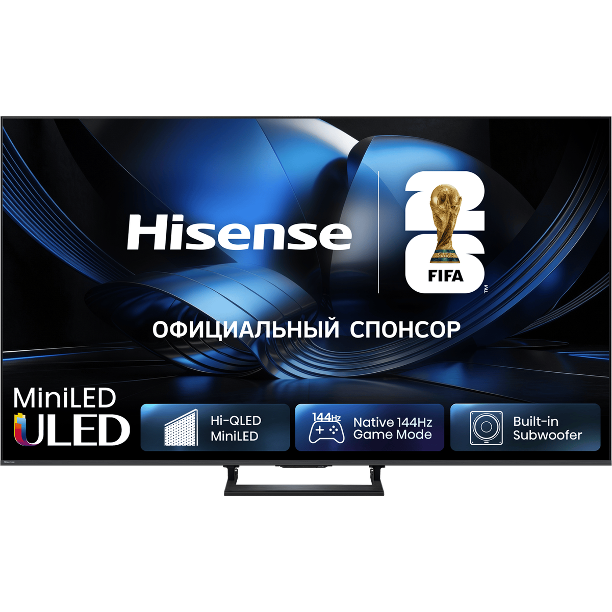 Телевизор ЖК 50'' Hisense/ 50", Ultra HD, Mini LED, VA, Local Dimming Zones 144, VRR 144Hz, Smart TV (HomeOS U9), Wi-Fi, DVB-T2/T/C/S2/S, HDR 10+, Dolby Vision, Dolby Atmos, Bluetooth, 2.1ch 2*10W(Main)+20W(Subwoofer), 500 nits, 5000:1, CI+(1.4), 4хHDMI, 2хUSB, FreeSync Premium PRO, 144Hz Game Mode Pro, Charcoal grey, 2026