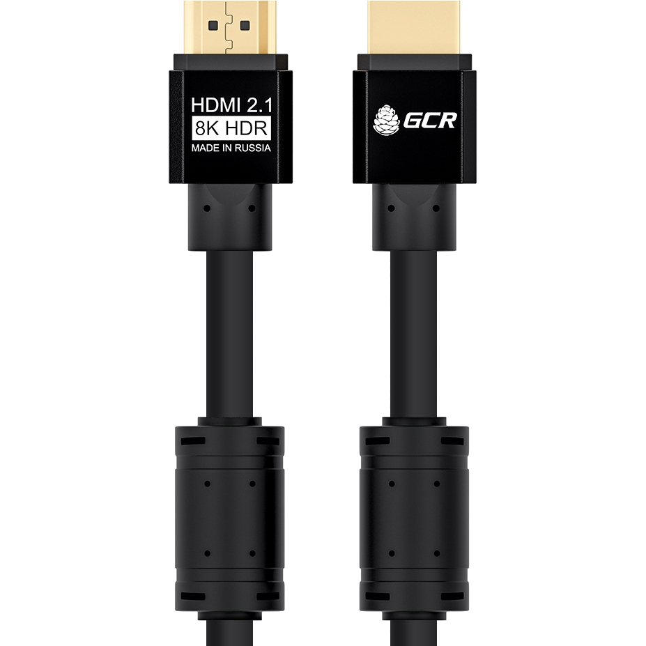 GCR PRO Кабель PROF 0.5m HDMI 2.1, черный, Ultra HD 8K 60Hz, 4K 144Hz, динамический HDR, 4:4:4, 48.0 Гбит/с, медь, 3X экран с армированием, ферриты