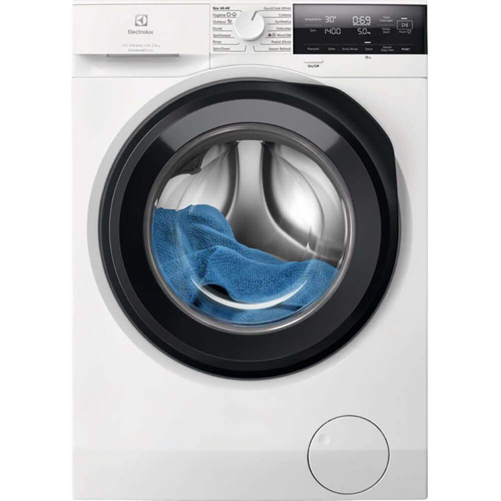 Стиральная машина ELECTROLUX/ 85x60x57.6, Фронтальная загрузка, 8 кг, отжим 1400 об/мин. , глубина 57 см, большой цифровой ЖК дисплей, инверторный двигатель, разглаживание и освежение белья при помощи пара,панель управления на английском языке