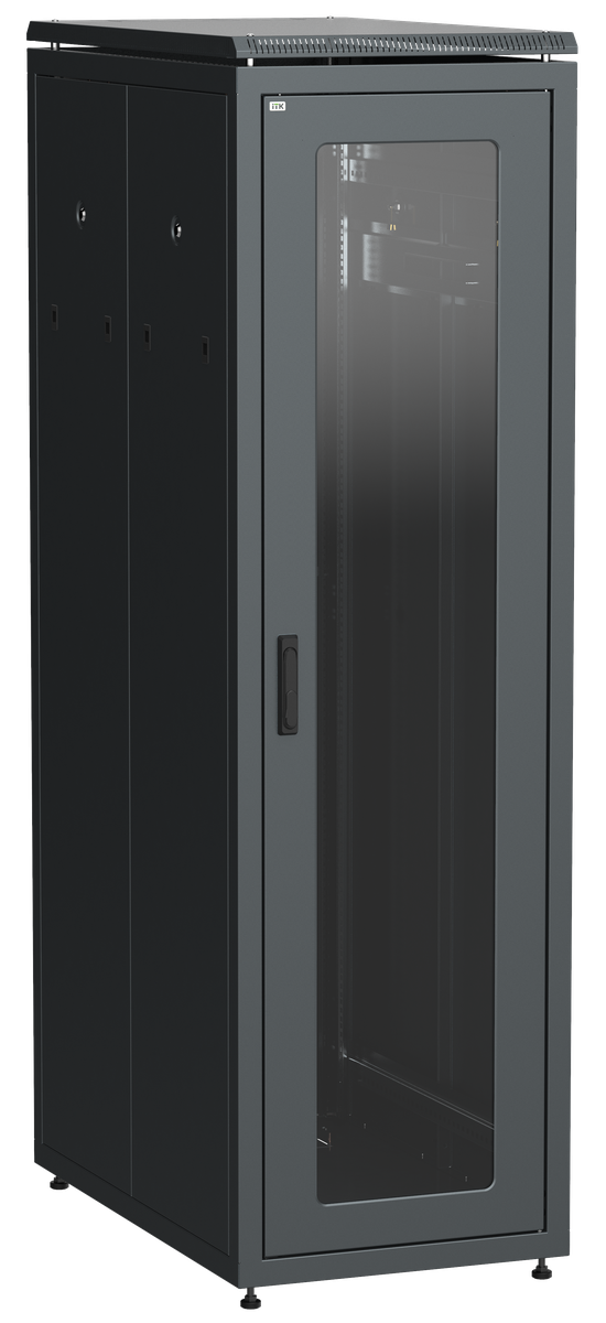 ITK LINEA N Шкаф напольный сетевой 19" 42U 800х1000мм стеклянная передняя дверь задняя перфорированная черный