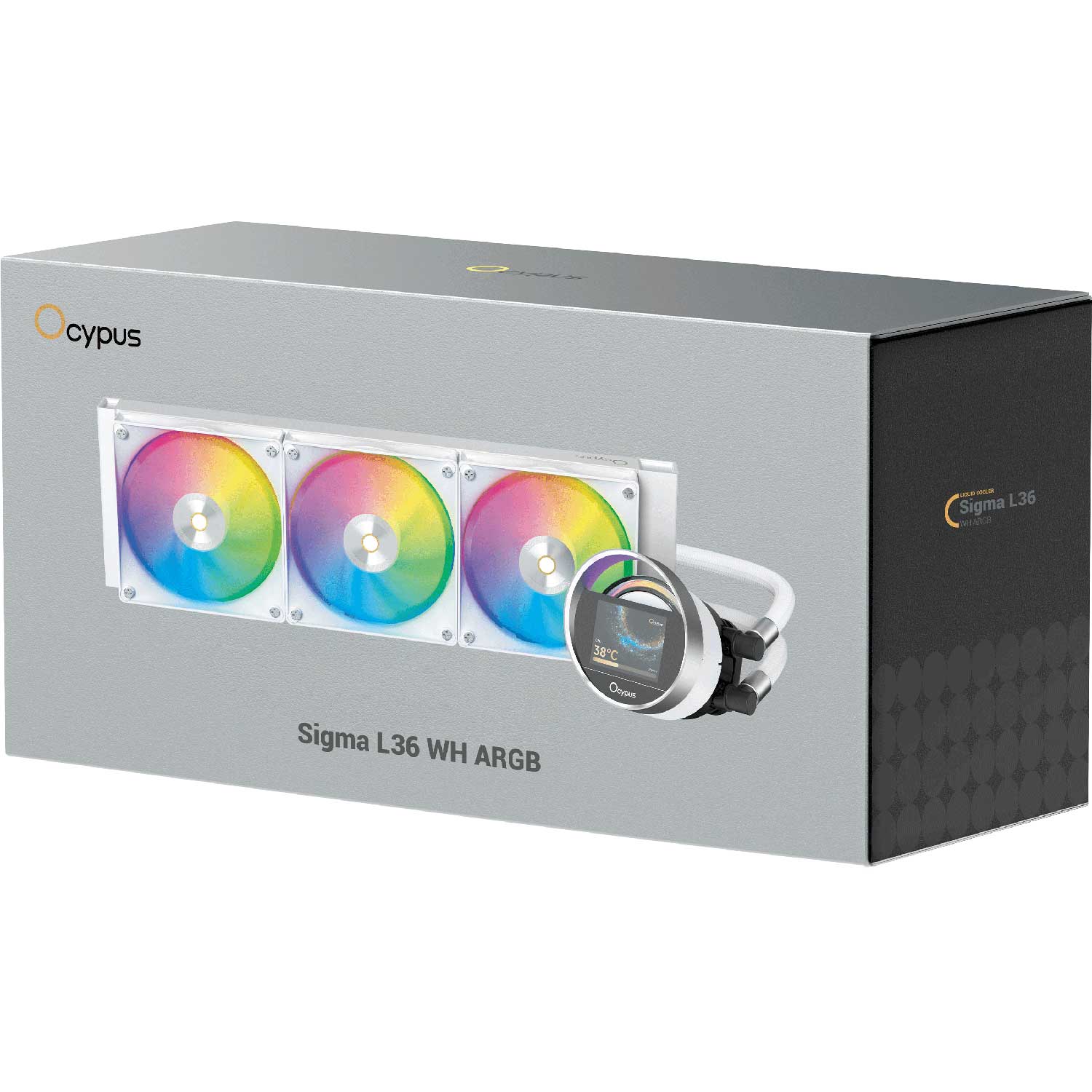 Система жидкостного охлаждения/ Water Cooling System Ocypus Sigma L36 WH ARGB (300W, 360mm, LED, White, ARGB/ Fans: 3x120mm, 73CFM, 2000RPM/ Pump height 99mm, 27dBA, 3100RPM, Rad thickness 27mm/ S: 1851, 1700, 1200, 115X, AM5, AM4)