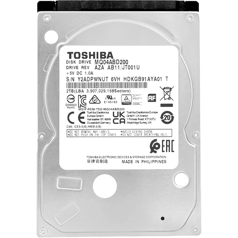 Жесткий диск/ HDD Toshiba SATA 2TB 2.5" 6.0 Gbit/s 5400 rpm 128Mb 1 year warranty (replacement ST2000LM015, ST2000LM007, WD20SPZX, DT02ABA200)