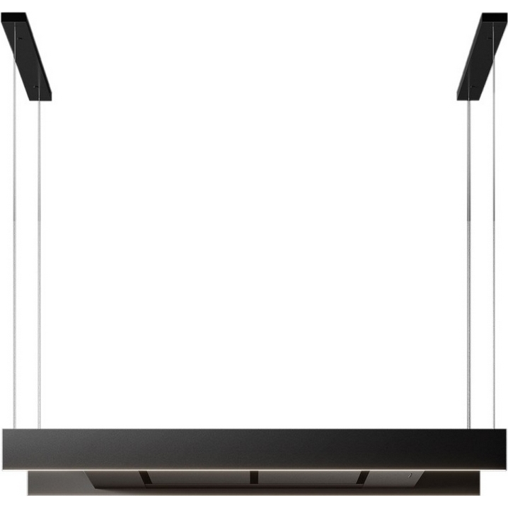 Вытяжка FALMEC LIGHT 120 BLACK, серия Design+, 123 см, островная, потолочная, электронное/кнопочное управление, светодиодное освещение, периметральное всасывание, 4 скорости, отвод/циркуляция, интенсивный режим, макс. производительность 500 м3/ч, угольный фильтр в комплекте, пульт ДУ в комплекте, энергоэффективность В, цвет черный