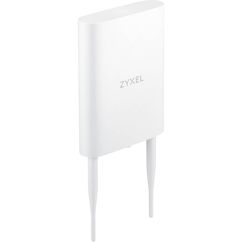Точка доступа/ Zyxel Zyxel NebulaFlex NWA55AXE hybrid outdoor access point, 802.11a / b / g / n / ac / ax (2.4 and 5 GHz), external 2x2 antennas (included), up to 575 + 1200 Mbps, 1xLAN GE, anti- 4G / 5G, no Captive portal and WPA-Enterprise support, IP55, PoE only, PoE injector included