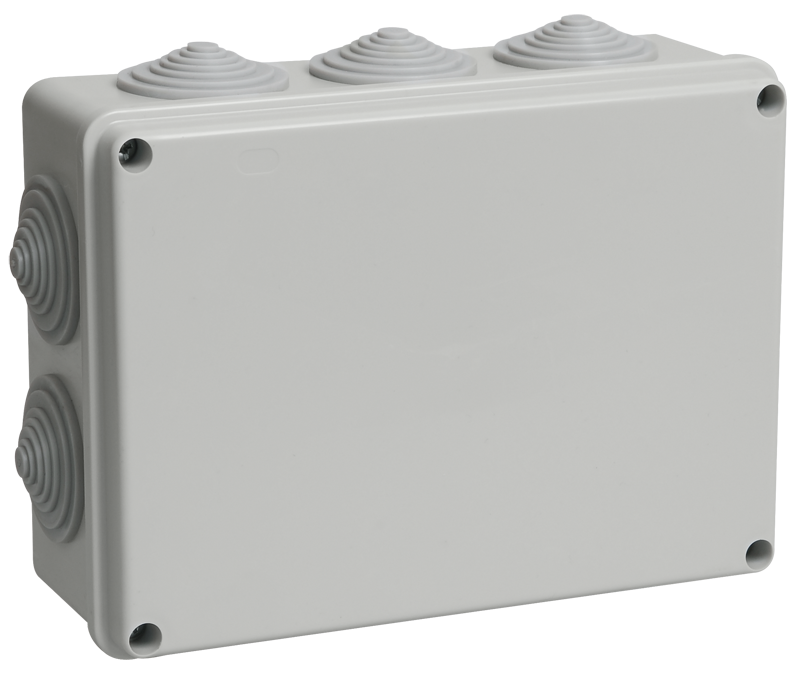 Коробка КМ41244 распаячная для о/п 190х140х70 мм IP55 (RAL7035, 10 гермовводов)
