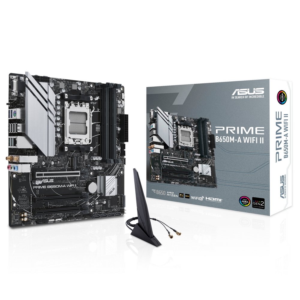 Материнская плата ASUS PRIME B650M-A WIFI II AM5 mATX 4xDDR5 3xPCIEx16 2xM.2 DP HDMI VGA 2.5GLAN Wi-Fi 6 (90MB1EG0-M0EAY0)