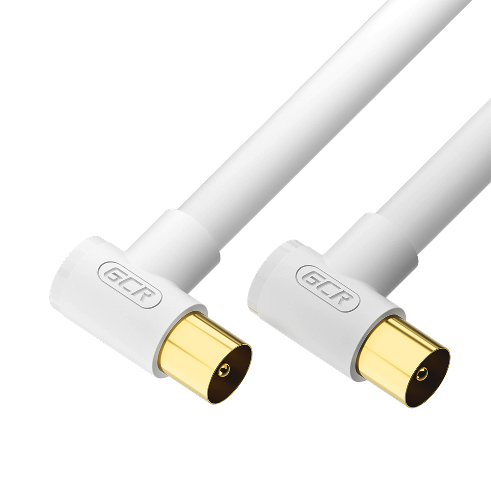 GCR PRO Кабель 1.0m антенный (коаксиальный) RG59, медь, TV M угловой / TV M угловой, белый