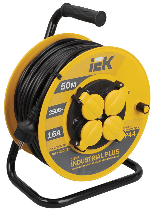 Катушка УК50 с т/з 4 места 2Р+PЕ/50м 3х1,5 мм2 "Industrial"