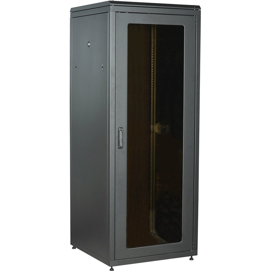 ITK LINEA N Шкаф сетевой 19" 47U 800х800мм стеклянная передняя дверь задняя металлическая черный