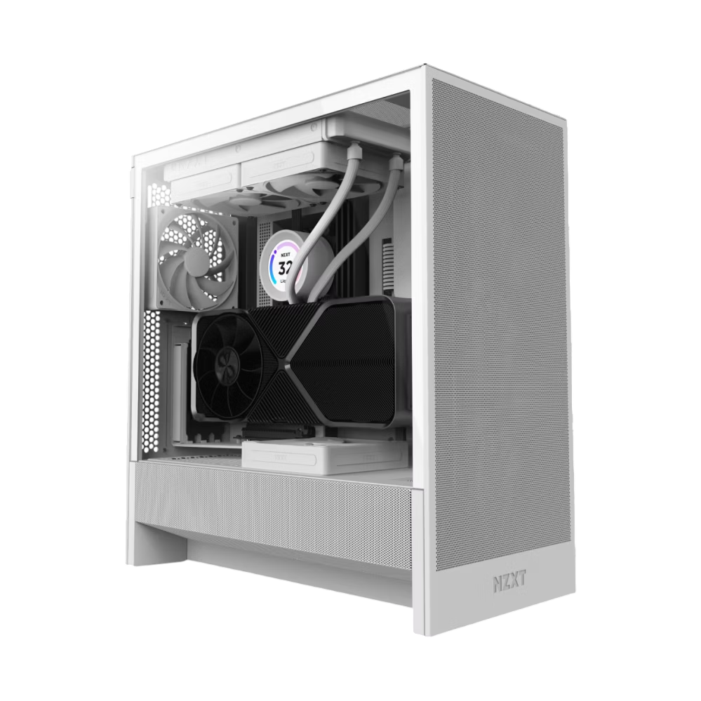 Корпус ПК без блока питания/ Case NZXT H5 Flow (2024), Midi-Tower, TG, 1x120mm, 1xUSB-A 3.2 + 1xUSB-C 3.2, E-ATX, ATX, mATX, mITX White