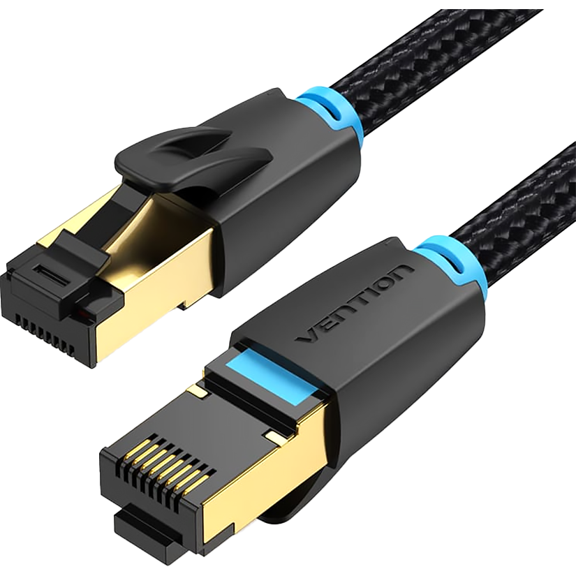 Vention IKGBK Патч-корд Vention прямой SFTP cat.8 RJ45 - 8м.  Черный Тканевая оплетка