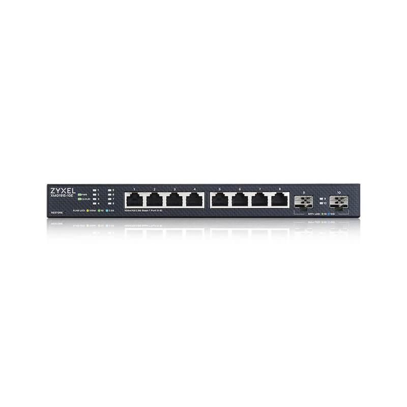 Коммутатор/ Multigigabit Smart L3 Lite switch Zyxel NebulaFlex XMG1915-10E, 8xRJ-45: 1/2.5G, 2xSFP+, silent (no fan)