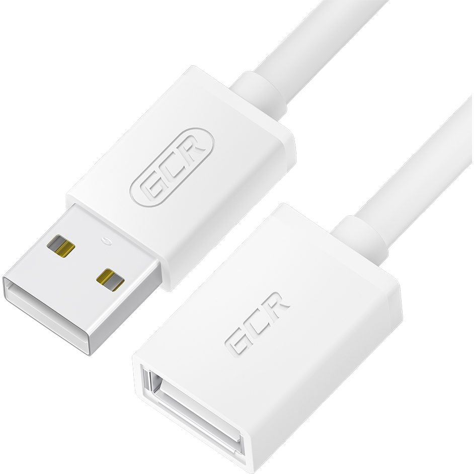 GCR PRO Удлинитель 1.8m USB 2.0 AM/AF, белый, 28/24 AWG, медь, заземление, морозостойкий