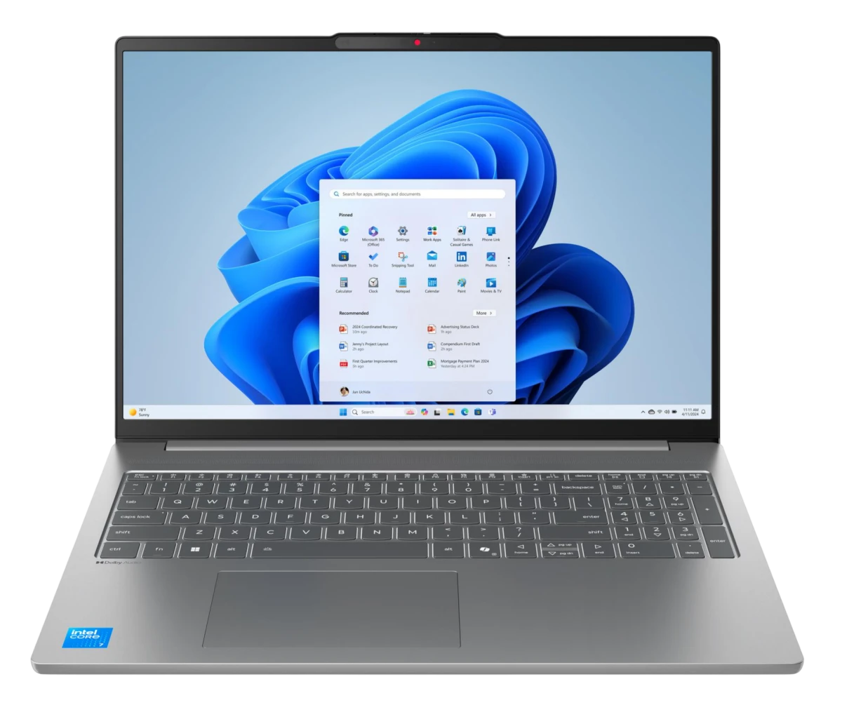 Ноутбук/ Lenovo IdeaPad Slim 5 16IRH10R 16"(2880x1800 OLED)/Intel Core i7 240H(2.5Ghz)/32768Mb/1024PCISSDGb/noDVD/Int:Intel® Graphics/Cam/BT/WiFi/80WHr/war 1y/1.76kg/luna grey/noOS + 100W, RU kbd