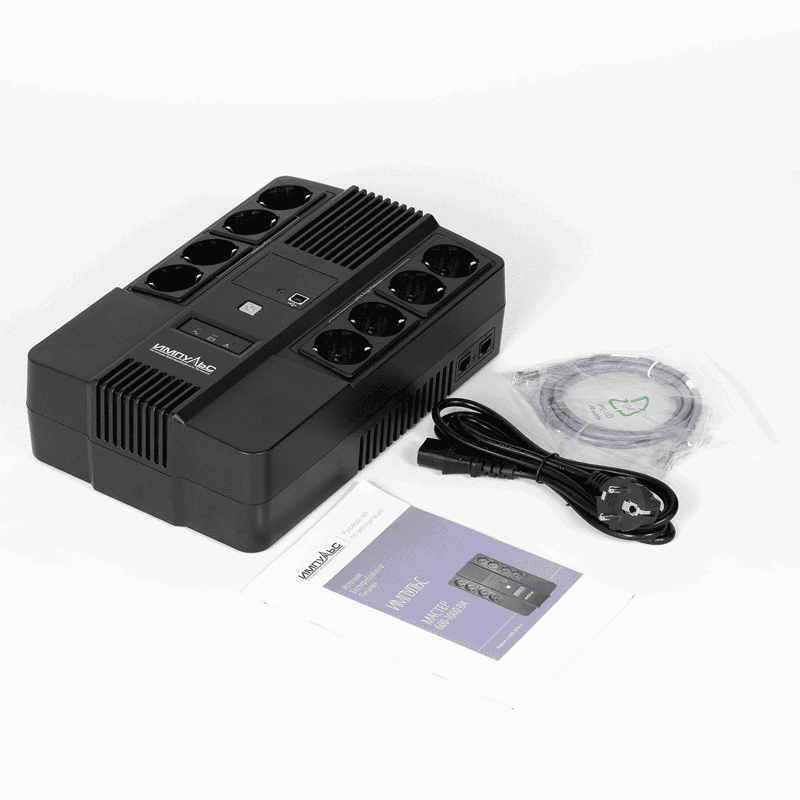 ИБП МАСТЕР 1000, 1000/600 ВА/Вт, LED, USB, RJ11/RJ45, SCHUKOx8/ line-interactive AS brick