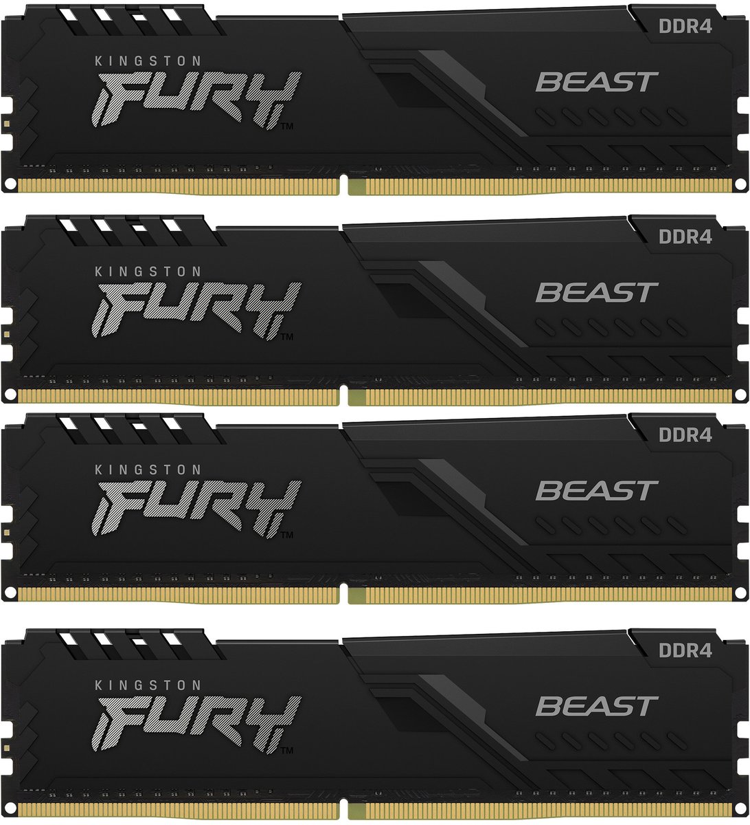 Модуль памяти Kingston 32GB Kingston DDR4 3600 DIMM FURY Beast Black Gaming Memory KF436C17BBK4/32 Non-ECC, CL17, 1.35V, KF436C17BBK4/32 1Gx8 (Kit of 4), RTL