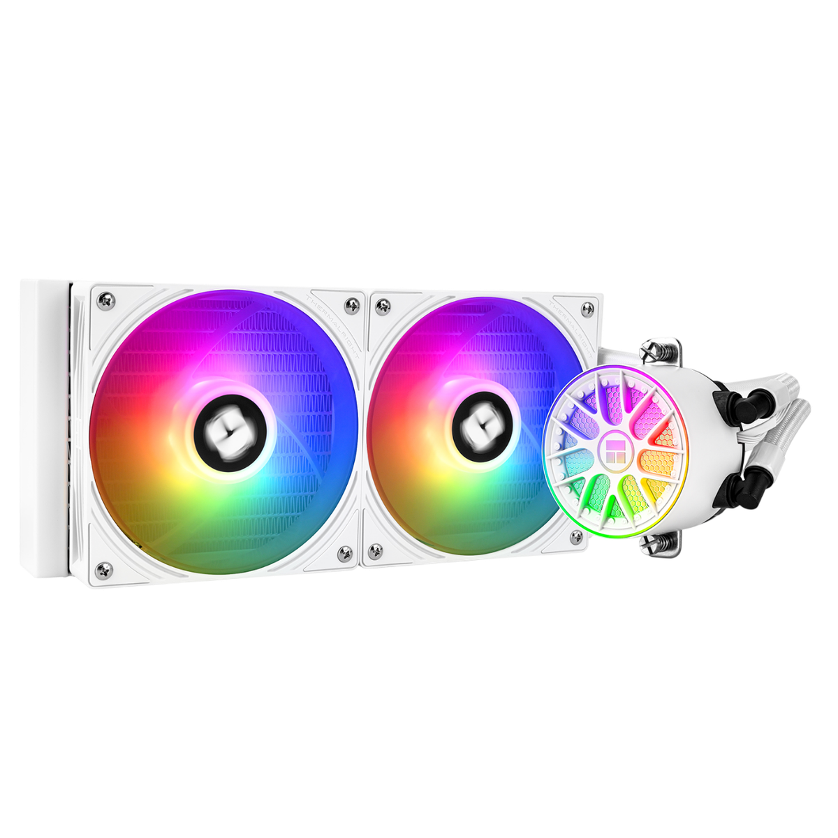Система жидкостного охлаждения/ Water Cooling System Thermalright Aqua Elite 240 V6 (240mm, White, ARGB/ Fans: 2x120mm, 70.84CFM, 29.8dBA, 2000RPM/ Pump height 53.5mm, 2800RPM, Rad thickness 27mm/ S: 1700, 1200, 1851, 115X, AM5, AM4)