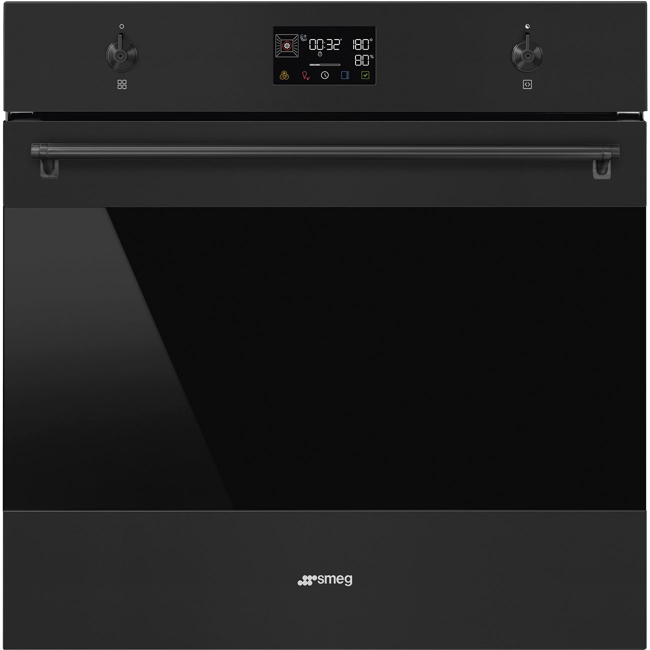 Духовой шкаф Smeg/ Духовой шкаф Smeg, Classica, 60 см, 68 л, 25-280 градусов, пар, пиролиз, LCD-дисплей, электронная регулировка температуры, галогеновая подсветка, Soft open/close, 12 функций приготовления, комбинированное управление, таймер, быстрый старт, термощуп, энергоэффективность А+, цвет черный
