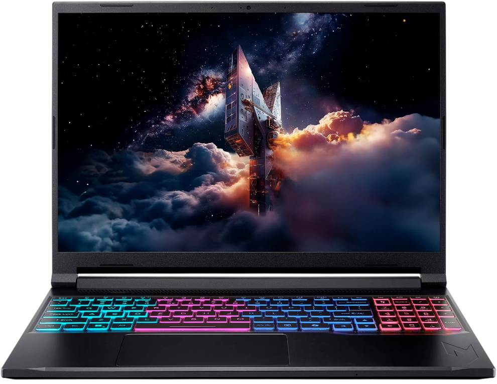 Ноутбук/ ACER Aspire Nitro V165AI ANV16S-41-R0ZT 16"(1920x1200 (матовый) IPS)/AMD Ryzen 5 240(4.3Ghz)/16384Mb/1024PCISSDGb/noDVD/Ext:NVIDIA GeForce RTX 5060(8192Mb)/Cam/BT/WiFi/76WHr/war 1y/2.1kg/black/NoOS