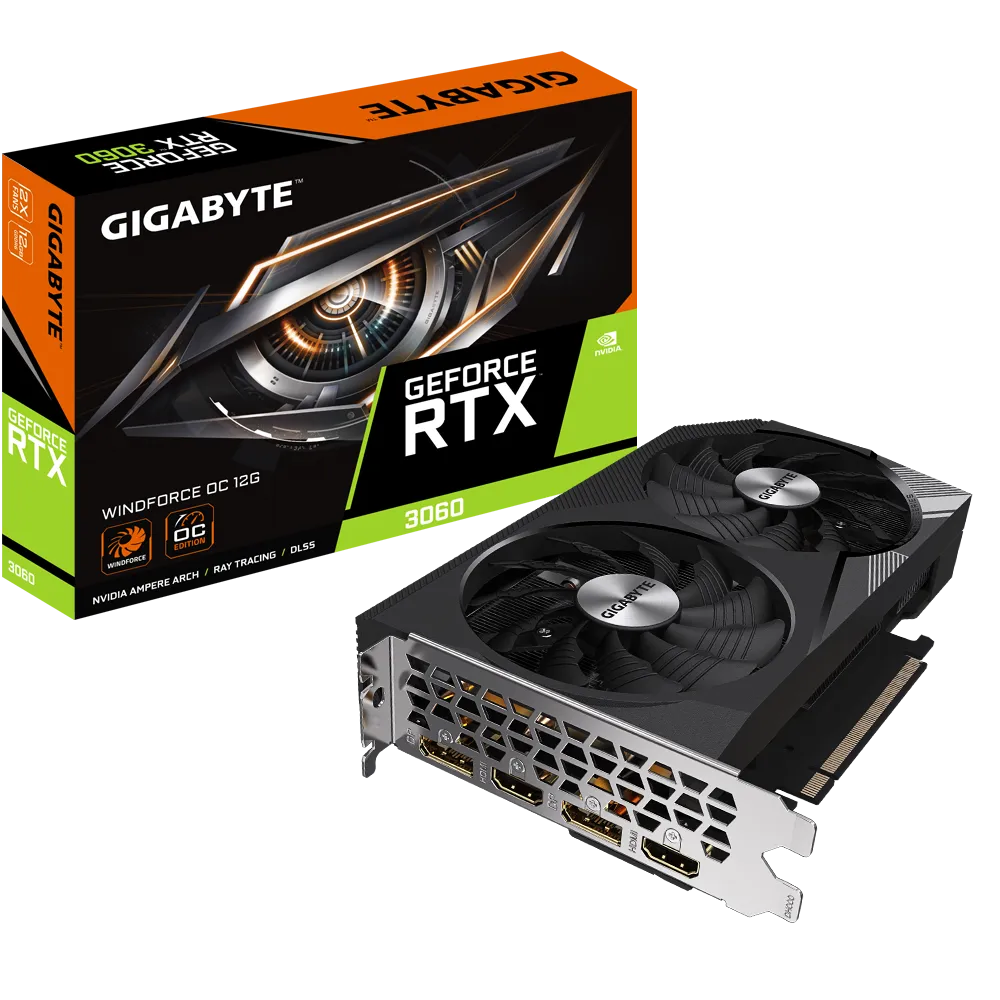 Видеокарта/ VGA GIGABYTE NVIDIA GeForce RTX 3060 WINDFORCE OC 12G REV1.0 12GB, GDDR6/192-bit, PCIe 4.0, 2xHDMI 2.1, 2xDP, 2-slot