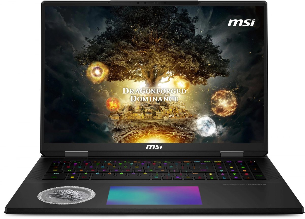 Ноутбук MSI Titan Dragon Edition 18 HX AI A2XWJG-205RU черный Core Ultra 9 285HX 64Gb SSD4Tb NVIDIA GeForce RTX 5090 для ноутбуков 24Gb 18" IPS UHD+ (3840x2400) Windows 11 Home WiFi BT Cam (9S7-1824A5-205)