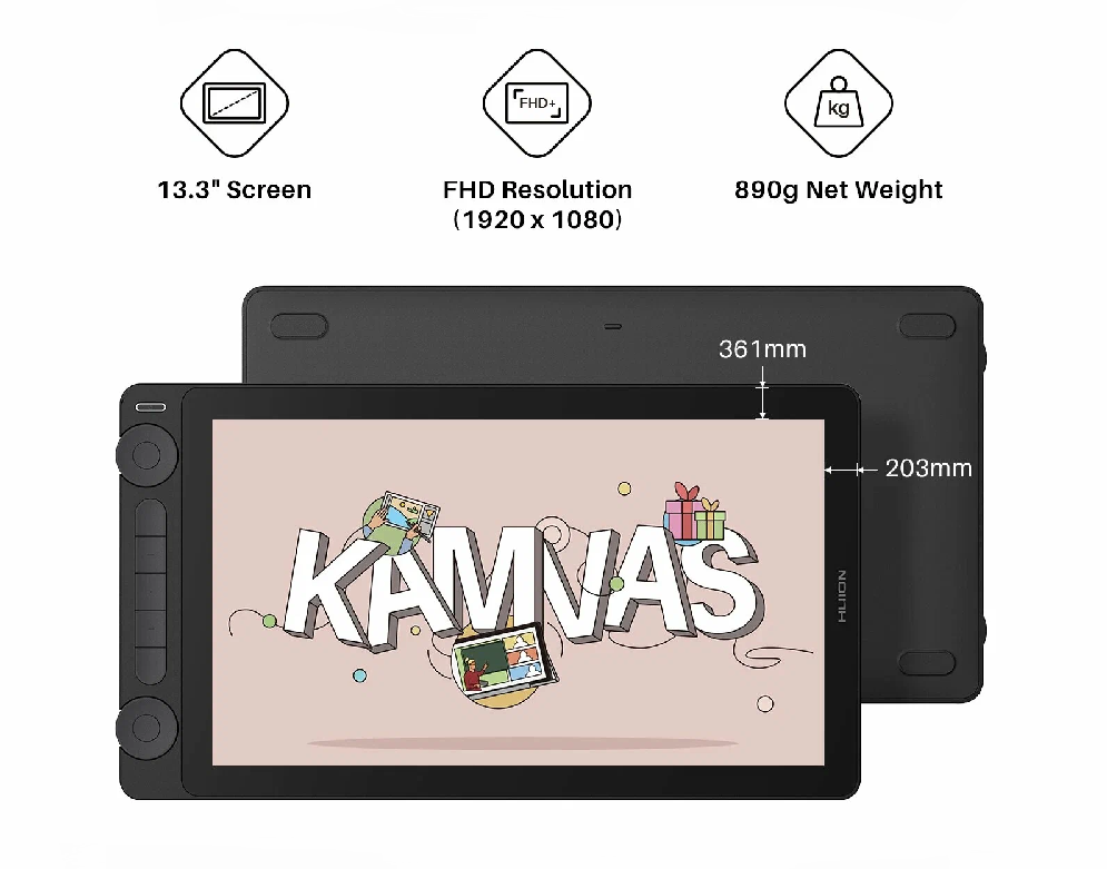 Интерактивный дисплей/ Сенсорный монитор Huion KAMVAS 13 Gen 3 Black