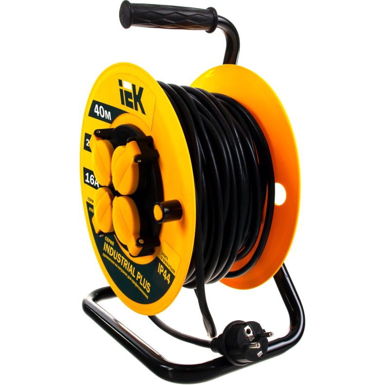 Катушка УК40 с т/з 4 места 2P+PE/40метров 3х1,5мм2 IP44 "Industrial plus"